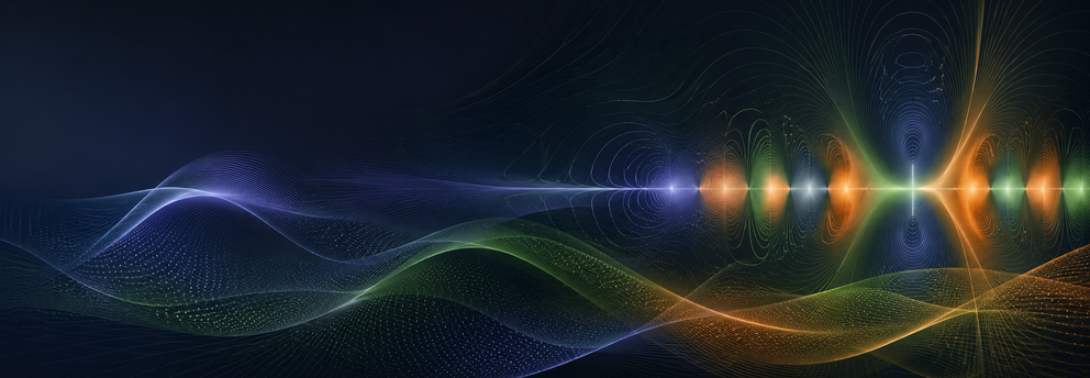 Abstract quantum waveforms and contour lines.